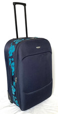 BORDERLINE 2 wheel LARGE hybrid HOLD/CHECK-IN SUITCASE extendable BLUE FLORAL