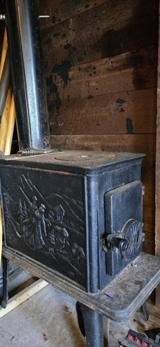 Black metal woodstove - black,