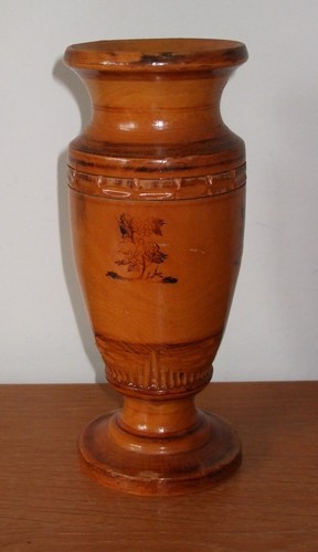 Vintage carved wooden - , vase