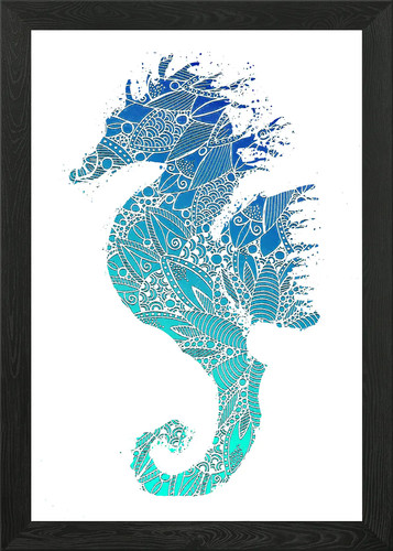 Blue mandala seahorse - blue,