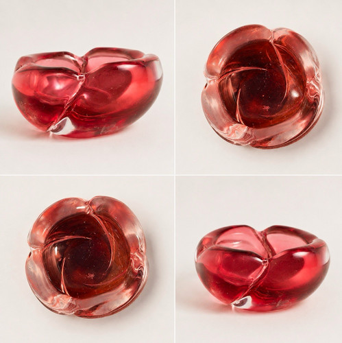 Pink art glass rose - glass,