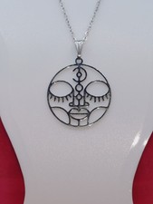Tribal Mask Necklace Silver