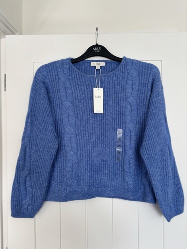 Womens blue knitted cable - knitted,
