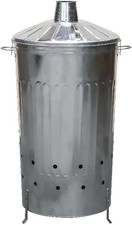180L XXL Jumbo Galvanised Metal Incinerator Bin | Garden Waste Burner NEW