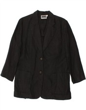 LUISA SPAGNOLI Womens 2 Button Blazer Jacket IT 48 XL Black Linen EY02