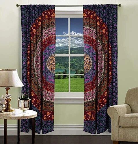 Indian mandala curtain cotton - indian,