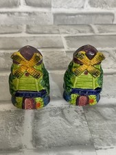 WIndmill Salt & Pepper Pot Shaker Cruet Vintage Japanese Marutomo Ware.