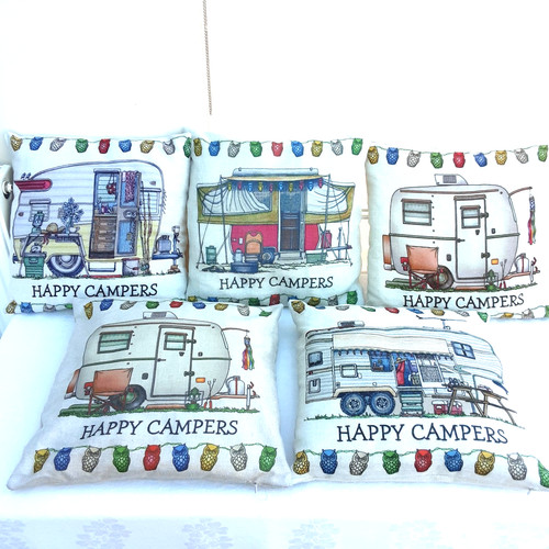 Happy campers cushion - happy,
