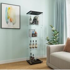 Beauty4U Curio Cabinets with Glass Doors 4 Shelves Glass Display Cabinet BLACK