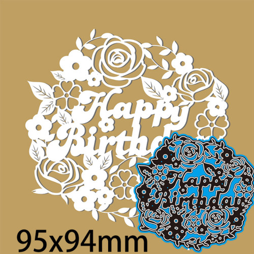 Happy birthday flower metal - happy,