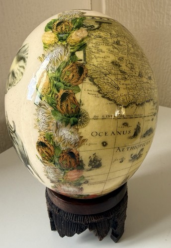 Vintage decoupage ostrich egg - ostrich,