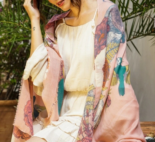 Powder pink scarf cover up - pink,