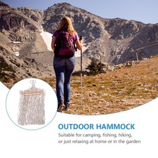 Cotton Rope Hammock With Wooden Stick Mesh Swing Chair For Outdoor Leisure
