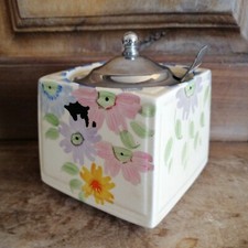 1920/30s VINTAGE CORONET WARE PARROT & COMPANY FLORAL ART DECO JAM SUGAR POT