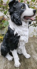 Large Resin Sheepdog Border Collie Sitting Up Garden 26cm
