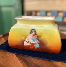 Antique Austrian Robert Hanke Rectangular Vase Mother & Child c.1900 20cm