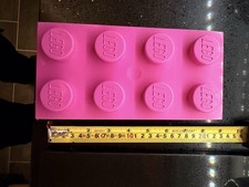 LEGO Storage Brick 8 Stud Pink With White Logo Pieces, Used.
