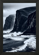 Stormy Sea Cliffs Framed Wall