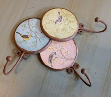 New Metal Japanese Shabby Chic French Floral Rustic BIRD Coat Towel Wall Hook