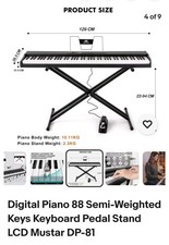 MUSTAR Digital Piano 88 Semi Weighted Keys with Stand Touch Sensitivity