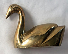 Vintage Brass Swan Ornament /