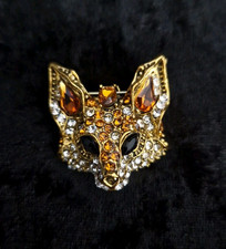 Fox Head Brooch Statement Rhinestone Vintage Inspired Jewellery  Gift Broach