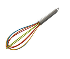 Whisk With Metal Handle And Silicone Wires.  Multi Colour Sauce Mixer Egg Beater