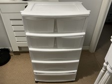 Plastic 7 Drawer Storeage Unit 4 Over 3 With Wheels 100 X 59 X 38 Cm 