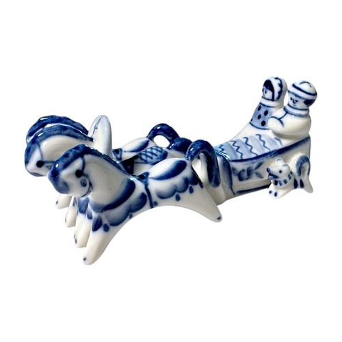 Vintage gzhel couple - couple, horse