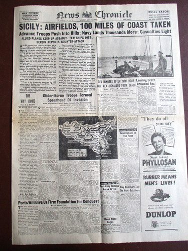 Ww2 newspaper sicily airfields - newspaper,