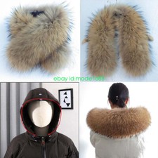 New 100% Real Fur Collar Warm Scarf Ussuri Raccoon Fur Trim For Hood Winter Coat