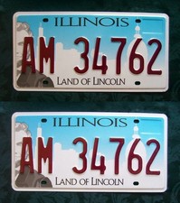 AM-34762 PAIR of nice condition ILLINOIS American Licence Plates 12"x6"