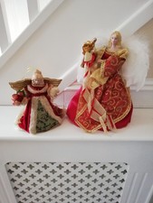 Christmas  tree Angel decorations  x 2 with porcelain  features 