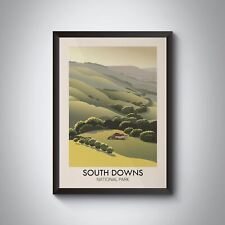 South Downs National Park Modern Travel Poster  - Framed - Bucket List Prints