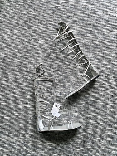 Zara silver leather flat - silver,