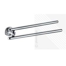 Bathroom Accessory Wall Mount Double Twin Swivel Bar Towel Rail 800mm Chrome