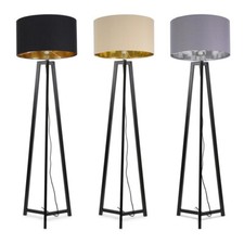 Black Wooden Tripod Floor Lamp