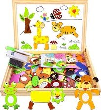 Wooden Magnetic Board Puzzle Games 3 Year Old Boys Girls Learning Toys for Kids