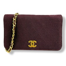 Chanel CC Burgundy Push Lock Single Flap Shoulder Handbag