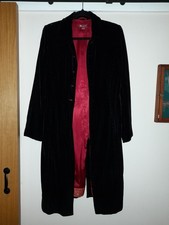 vintage MONSOON silk black velvet coat size 10 deep red satin lining