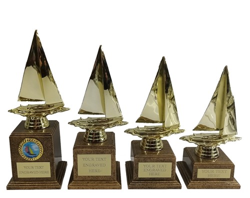 Personalised gold yacht trophy - personalised,