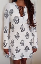 missguided white  dress  peace, love and fashion with tie front 