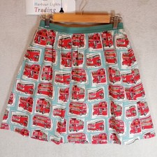 Cath Kidston Skirt Womens London Red Bus Busses Red 100% Cotton Size S UK 8-10