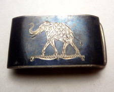 Vintage SIAM STERLING SILVER engraved ELEPHANT on NIELLO BELT BUCKLE - UNUSUAL!