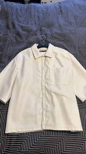 Cream zara leather shirt - cream,