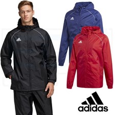 Adidas Mens Waterproof Jacket Water Resistant Hooded Football School Rain Coat