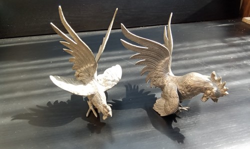 Silver plate roosters - silver,