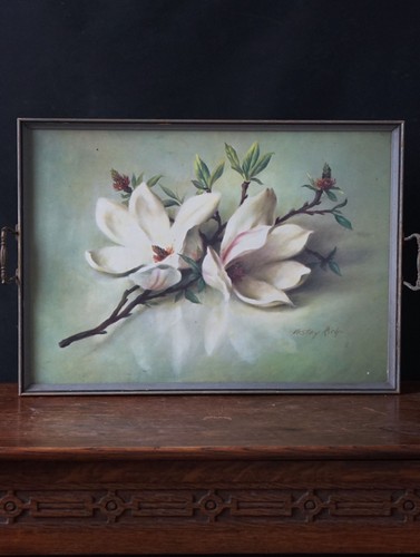 Vintage floral mirrored - vintage, tray
