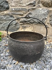 Antique Vintage Cast Iron Pot Cauldron Logs Sticks - Halloween - Garden Planter