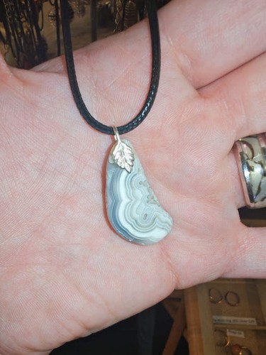 Agate slice pendant - agate, necklace